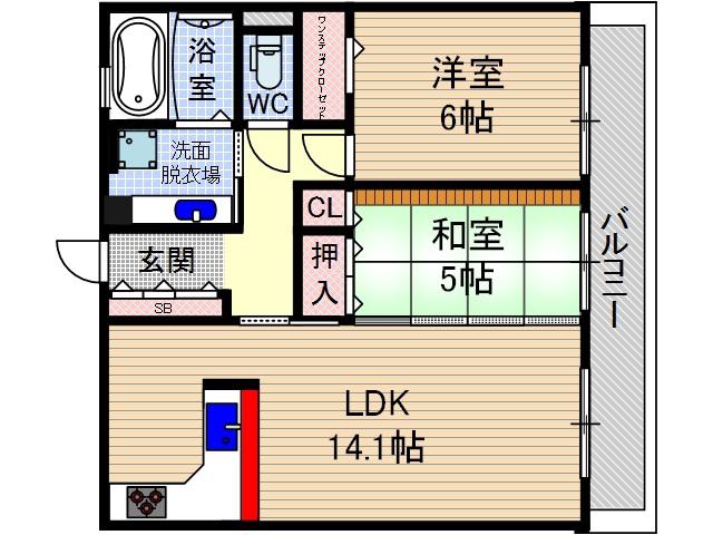 マリエッタヒルズ(2LDK/2階)の間取り写真