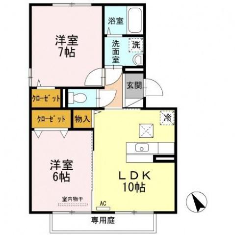 メゾン ドゥ プラージュ(2LDK/2階)の間取り写真