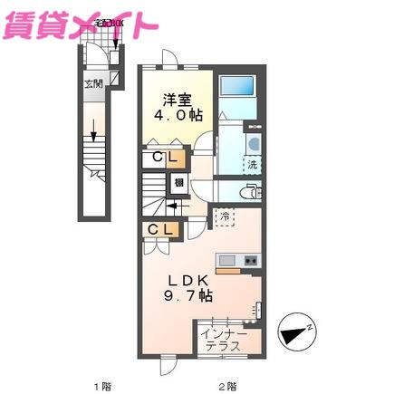 ソレイユ(1LDK/2階)の間取り写真