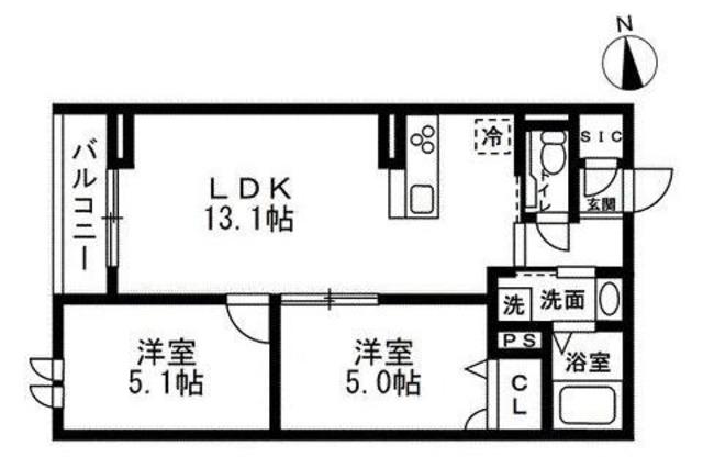 セレスティア豊玉南(2LDK/1階)の間取り写真