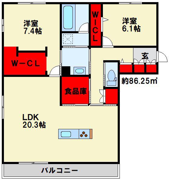D-ROOM原町(2LDK/2階)の間取り写真