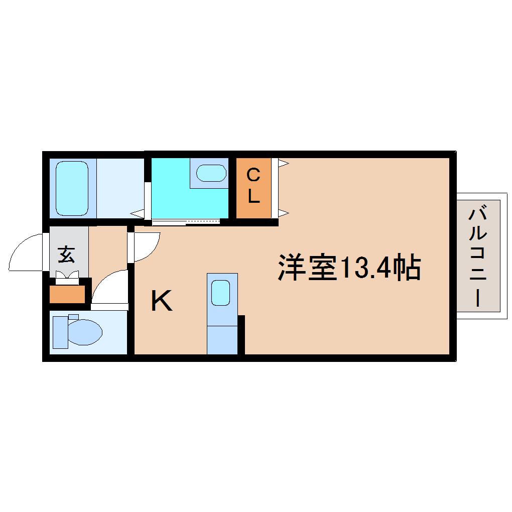 イーストII(ワンルーム/2階)の間取り写真