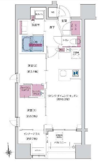 ソルティア府中宮町(2LDK/2階)の間取り写真