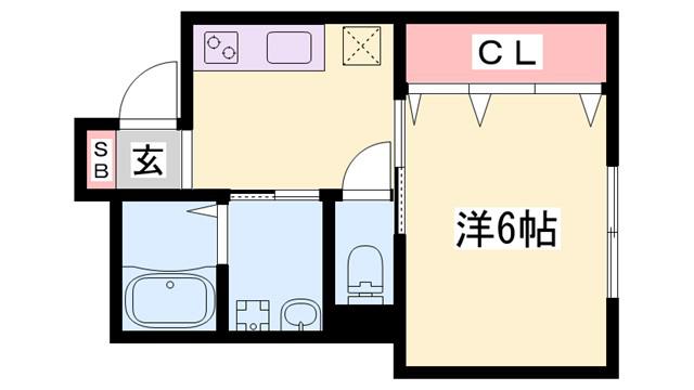 リープラス三木本町(1K/1階)の間取り写真