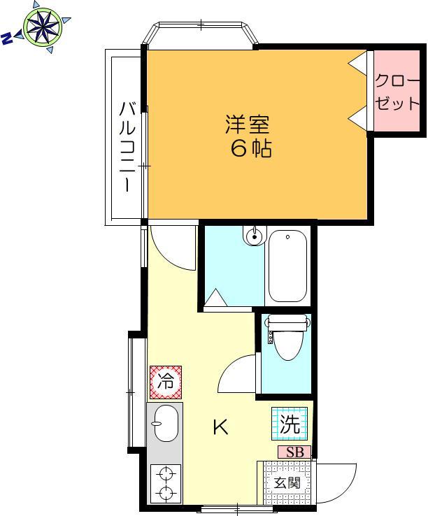 Lフラット(1K/2階)の間取り写真