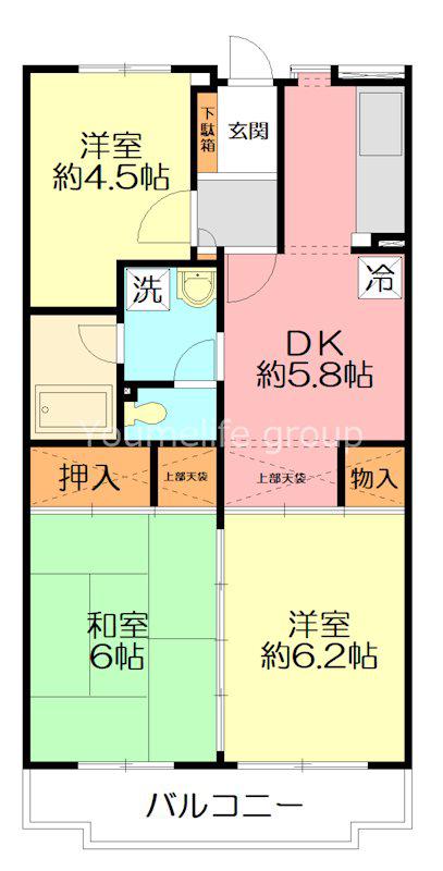 コンセール小田原東町(3DK/5階)の間取り写真