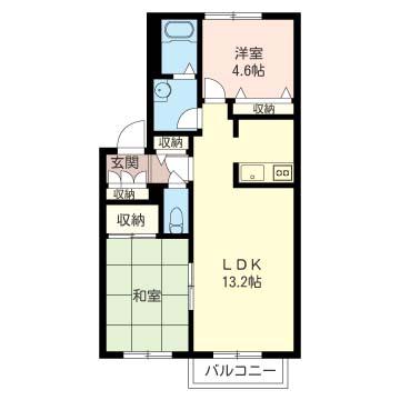 クレストチカヨシ壱番館(2LDK/2階)の間取り写真