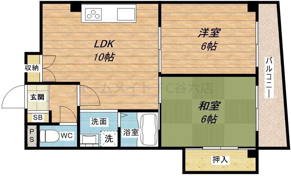 アーク玉津橋(2LDK/5階)の間取り写真