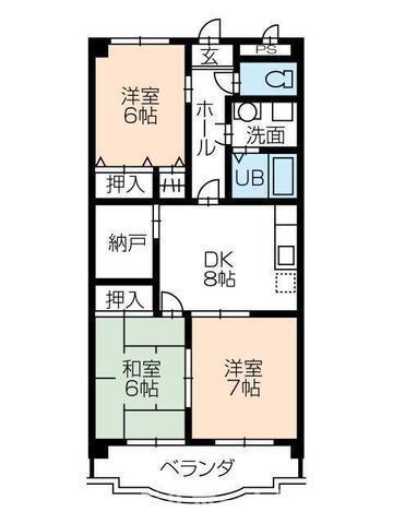 フリーダムコート弐番館(3SDK/3階)の間取り写真
