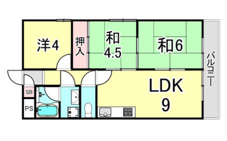 ロイヤルメゾン仁川II(3LDK/3階)の間取り写真