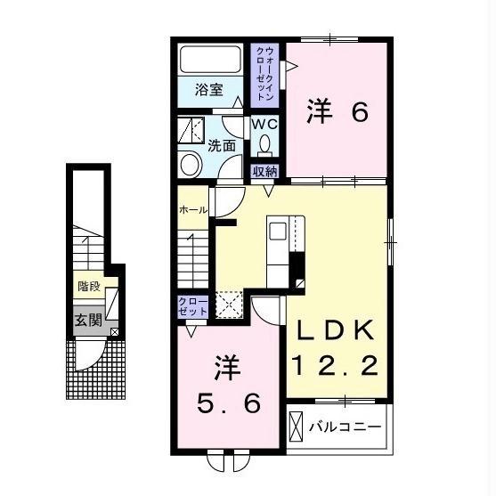 タートルヒルズ6TH(2LDK/2階)の間取り写真