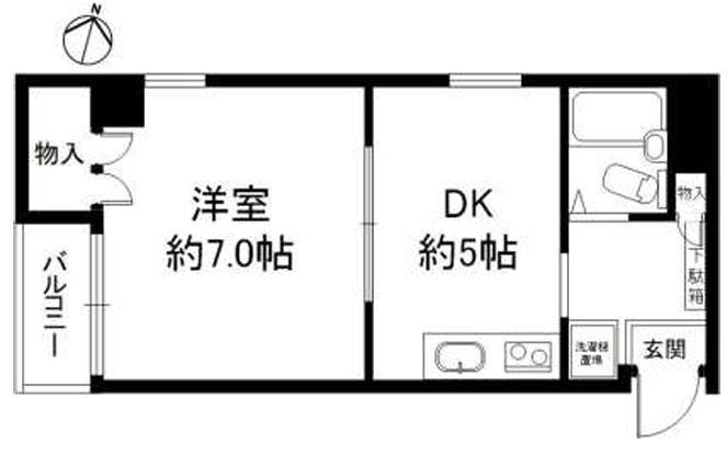 サンパレス21六甲I(1DK/4階)の間取り写真