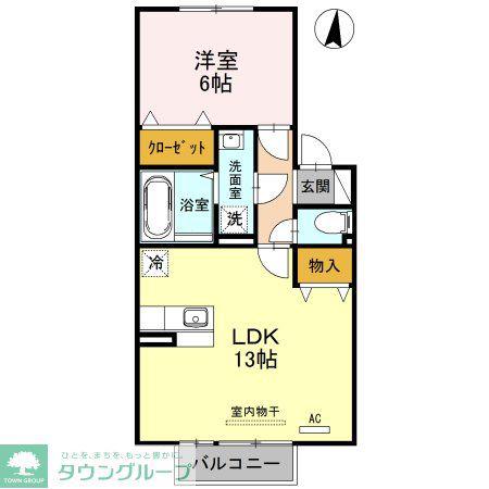 ディアドリームA(1LDK/2階)の間取り写真