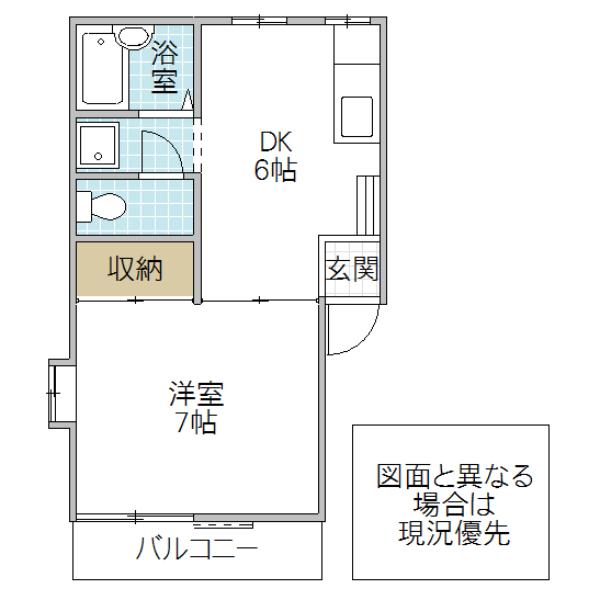 ウエストヒルズ(1DK/2階)の間取り写真