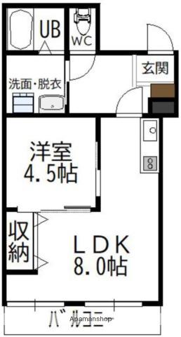 カーサヴェルデ(1LDK/3階)の間取り写真