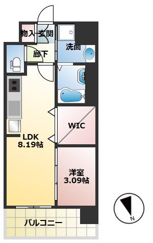 WORVE吹田江坂(1LDK/3階)の間取り写真