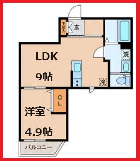 シャルール(1LDK/1階)の間取り写真