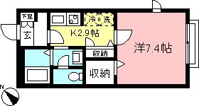 フラッツ南台(1K/2階)の間取り写真