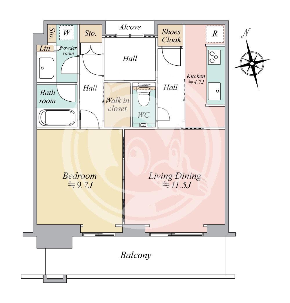 グラングリーン大阪 THE ノース RESIDENCE(1LDK/8階)の間取り写真