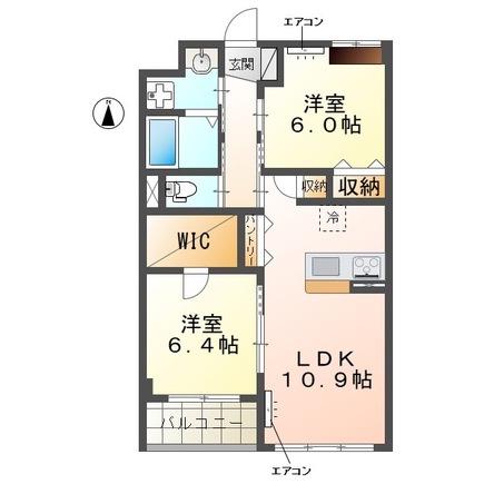 流山市駒木マンション(2LDK/3階)の間取り写真