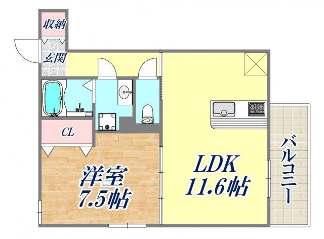 T`Sコート水明(1LDK/2階)の間取り写真