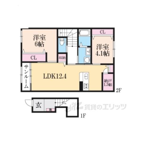 ラ・ルーチェ(2LDK/2階)の間取り写真