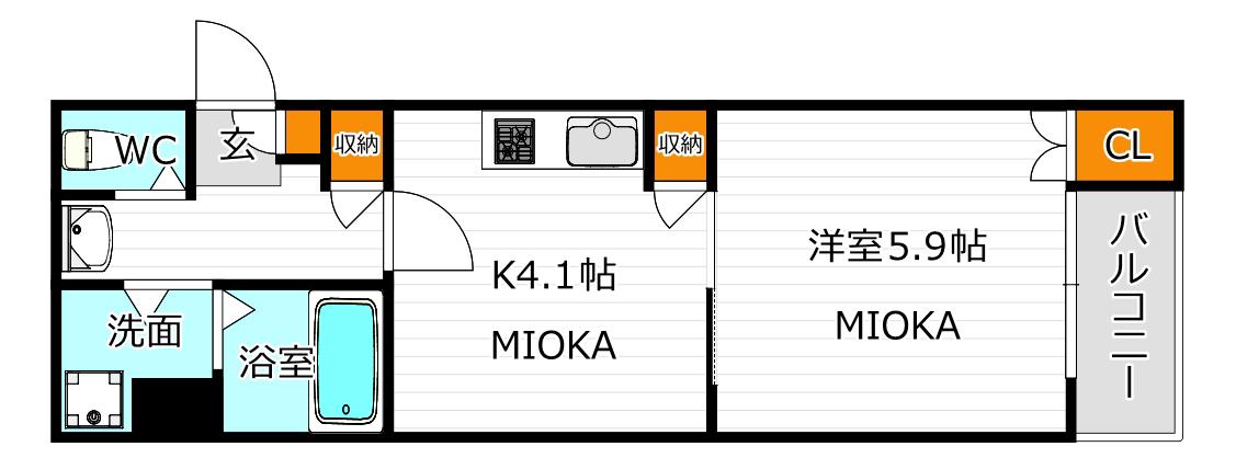 ラルーチェ杉本(1K/1階)の間取り写真
