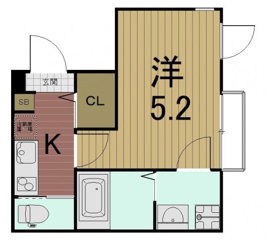 クリビア(1K/1階)の間取り写真