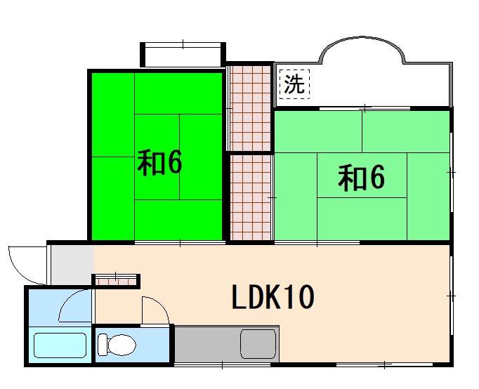 サトウコーポ(2LDK/2階)の間取り写真