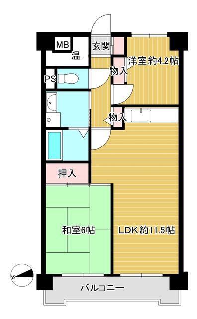 東駒形ハイデンス(2LDK/6階)の間取り写真