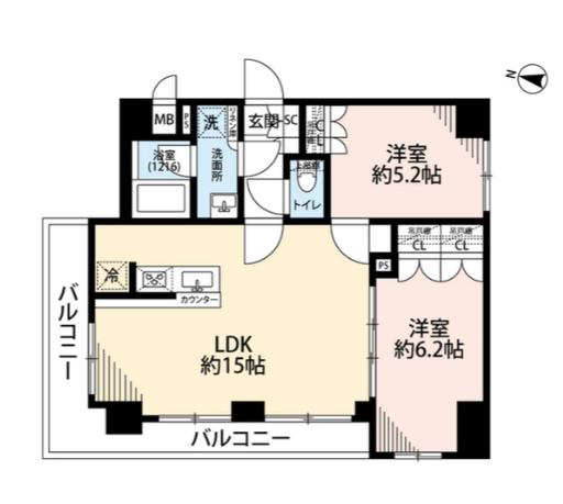 プレール・ドゥーク板橋舟渡(2LDK/4階)の間取り写真