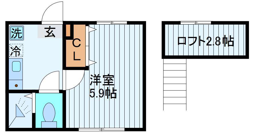 ラチック仙川(1K/2階)の間取り写真