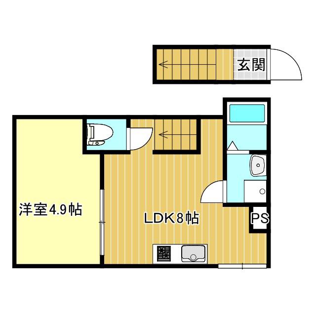 リベルテ村上(1LDK/2階)の間取り写真