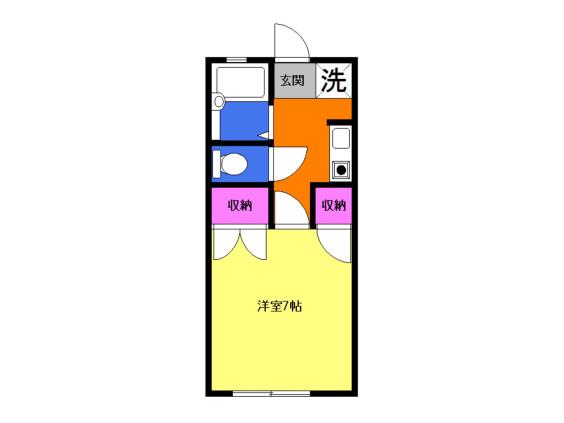 ハイムS(1K/1階)の間取り写真