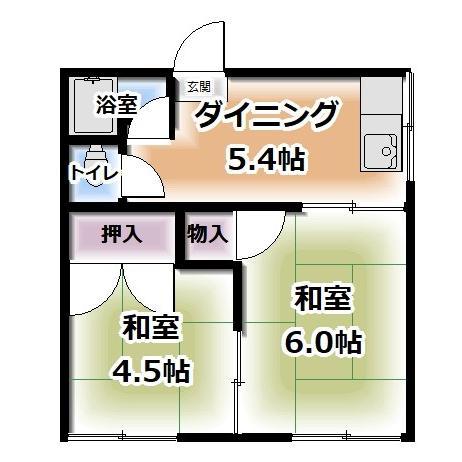 コーポワタナベ(2DK/1階)の間取り写真