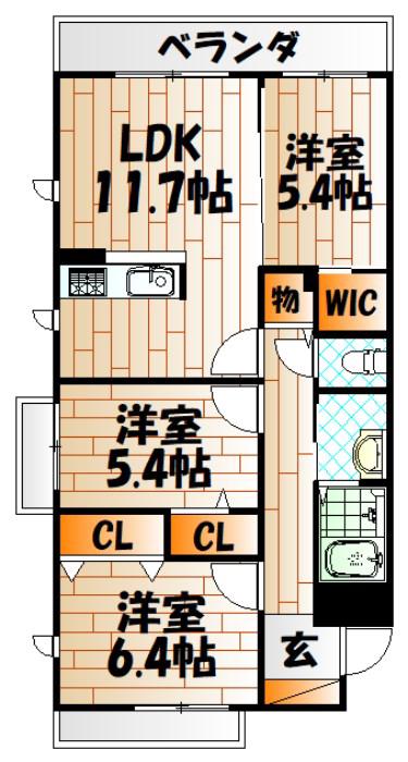 MAST中井(3LDK/2階)の間取り写真