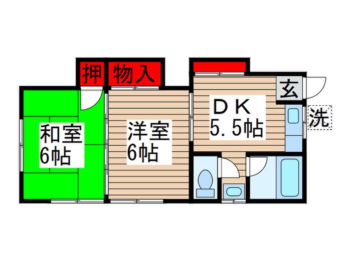 前田荘(2DK/1階)の間取り写真