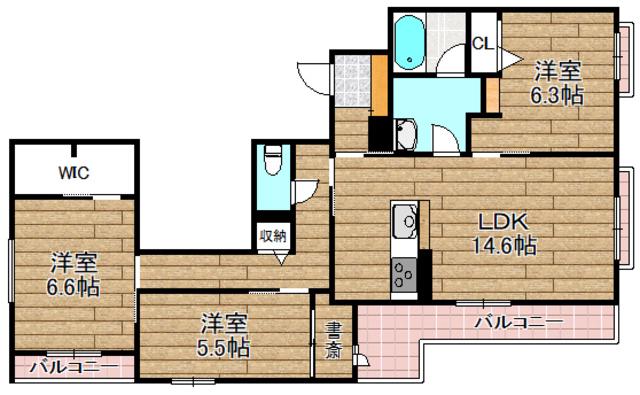 メゾン ウエスト リバー(3LDK/3階)の間取り写真