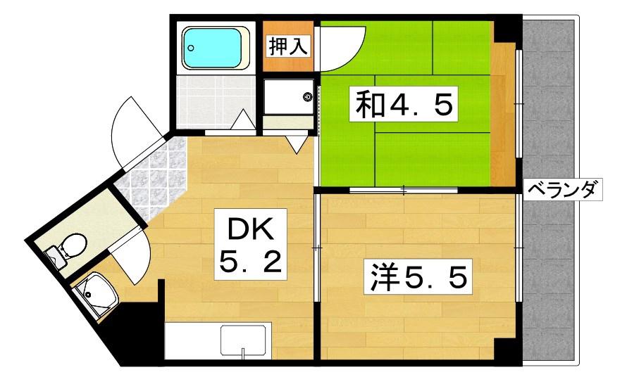 エム・ケイ7東香里園(2DK/5階)の間取り写真