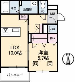 ベレオ白金坂(1LDK/1階)の間取り写真