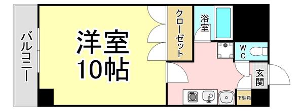 サルヴァトーレ西小倉(1K/2階)の間取り写真