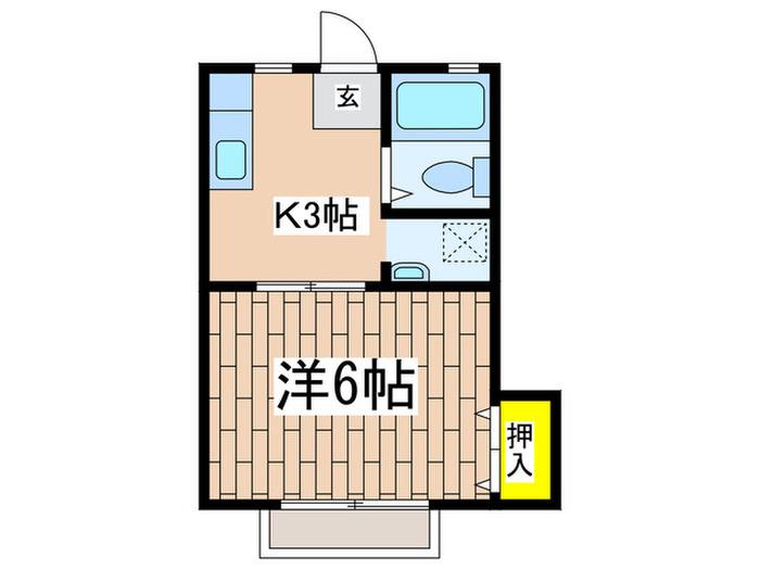 ブルーウィング鵠沼(1K/2階)の間取り写真