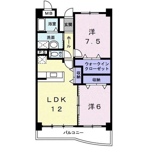 アズゥール(2LDK/4階)の間取り写真