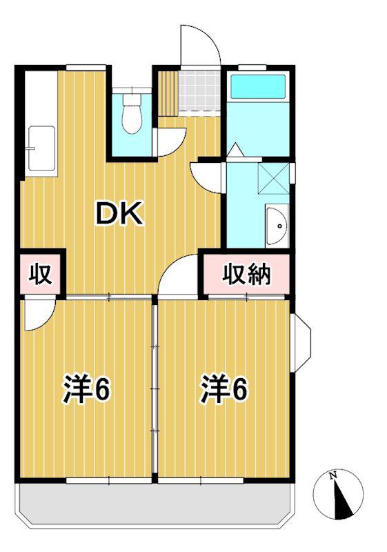 ヴィラ東多賀(2DK/1階)の間取り写真