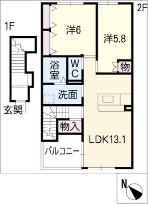 ルミエール(2LDK/2階)の間取り写真