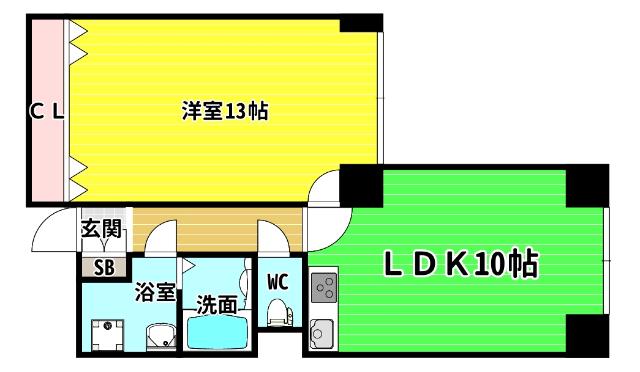 大阪ベイタワーレジデンス(1LDK/29階)の間取り写真