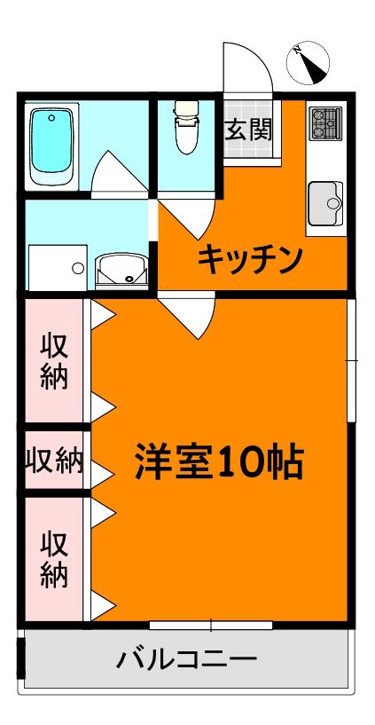 ハイツ寿(1K/1階)の間取り写真