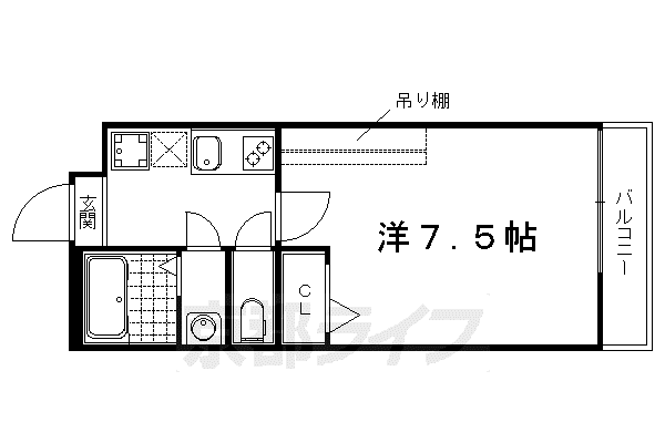  アークリード洛北II(1K/2階)の間取り写真