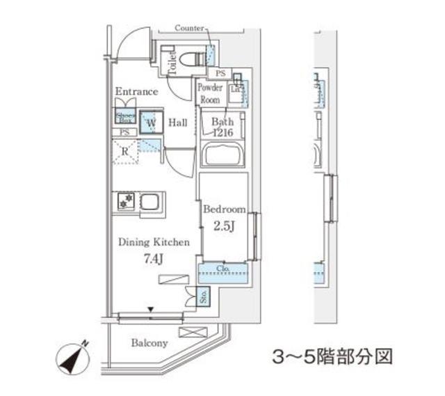 パークアクシス赤坂(1DK/7階)の間取り写真