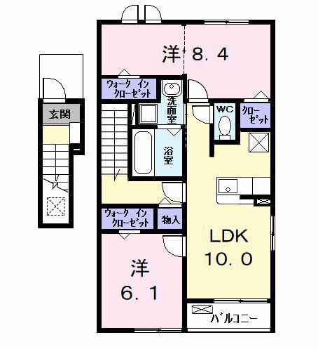 カーサみやびVIII(2LDK/2階)の間取り写真
